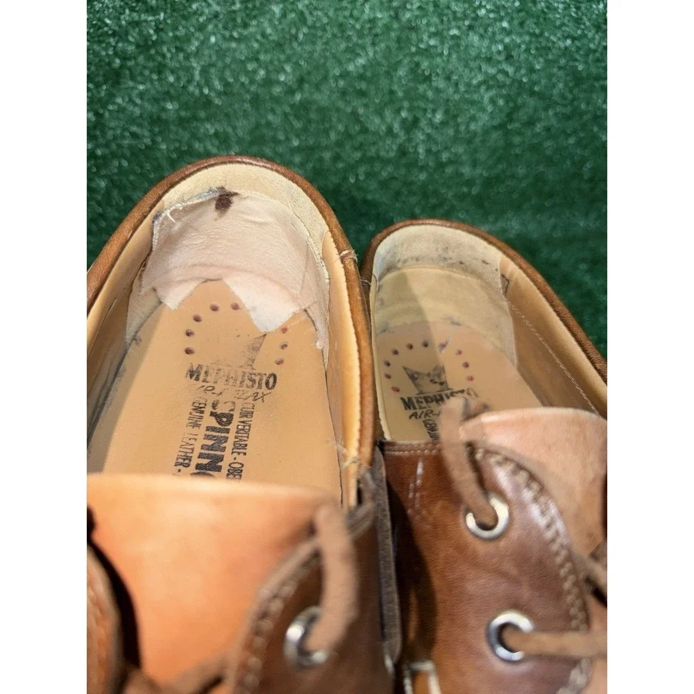 MEPHISTO Men Size 9.5 Brown Leather Hurrikan Boat Shoes Slip‎ On Luxury Sneakers